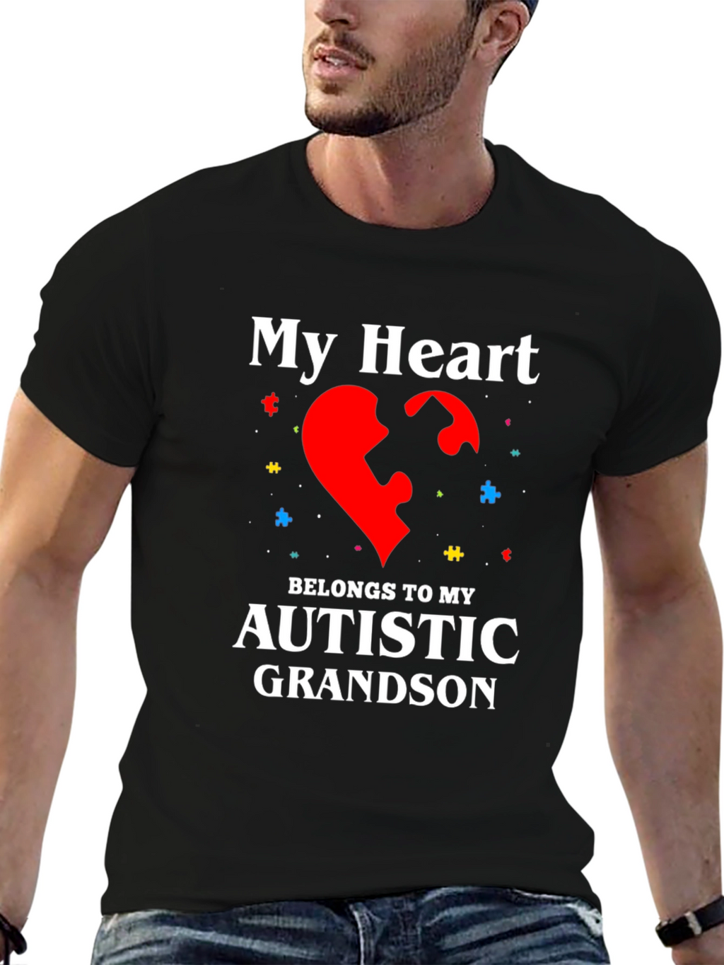 Autism Awareness Heart Grandson T-Shirt