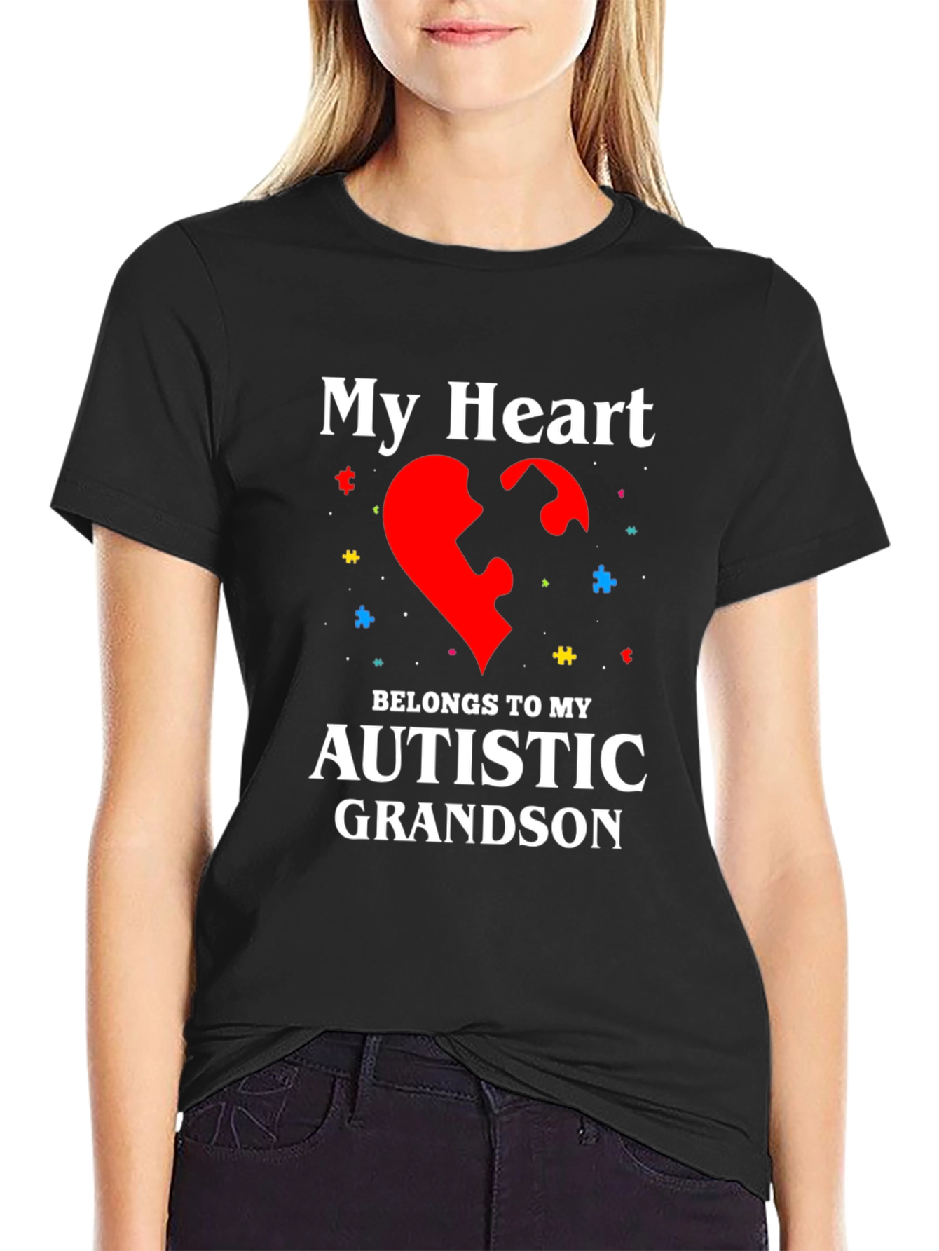 Autism Awareness Heart Grandson T-Shirt