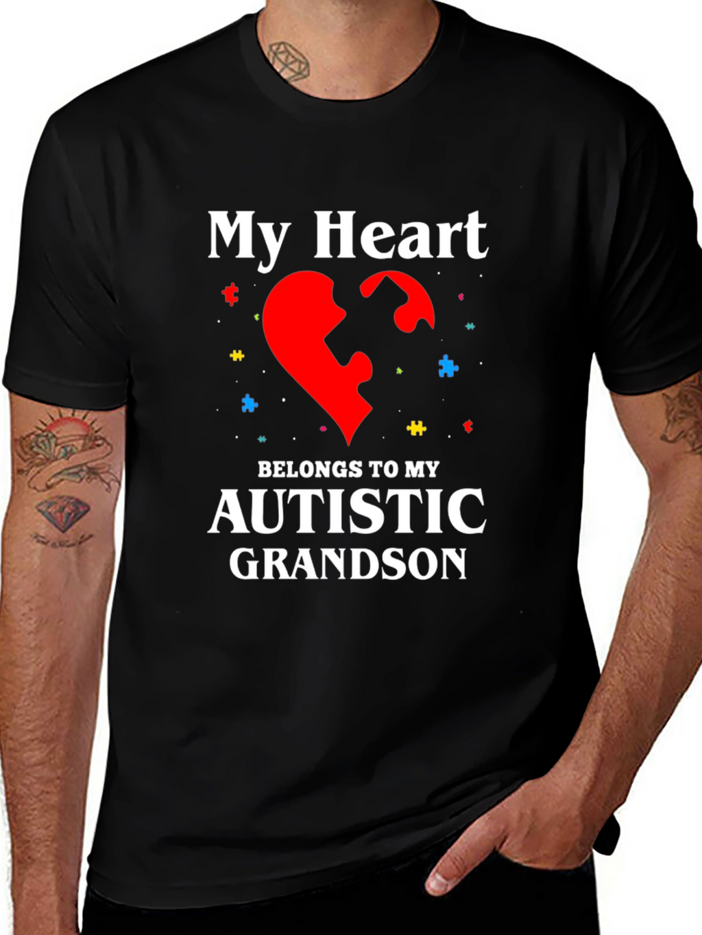 Autism Awareness Heart Grandson T-Shirt