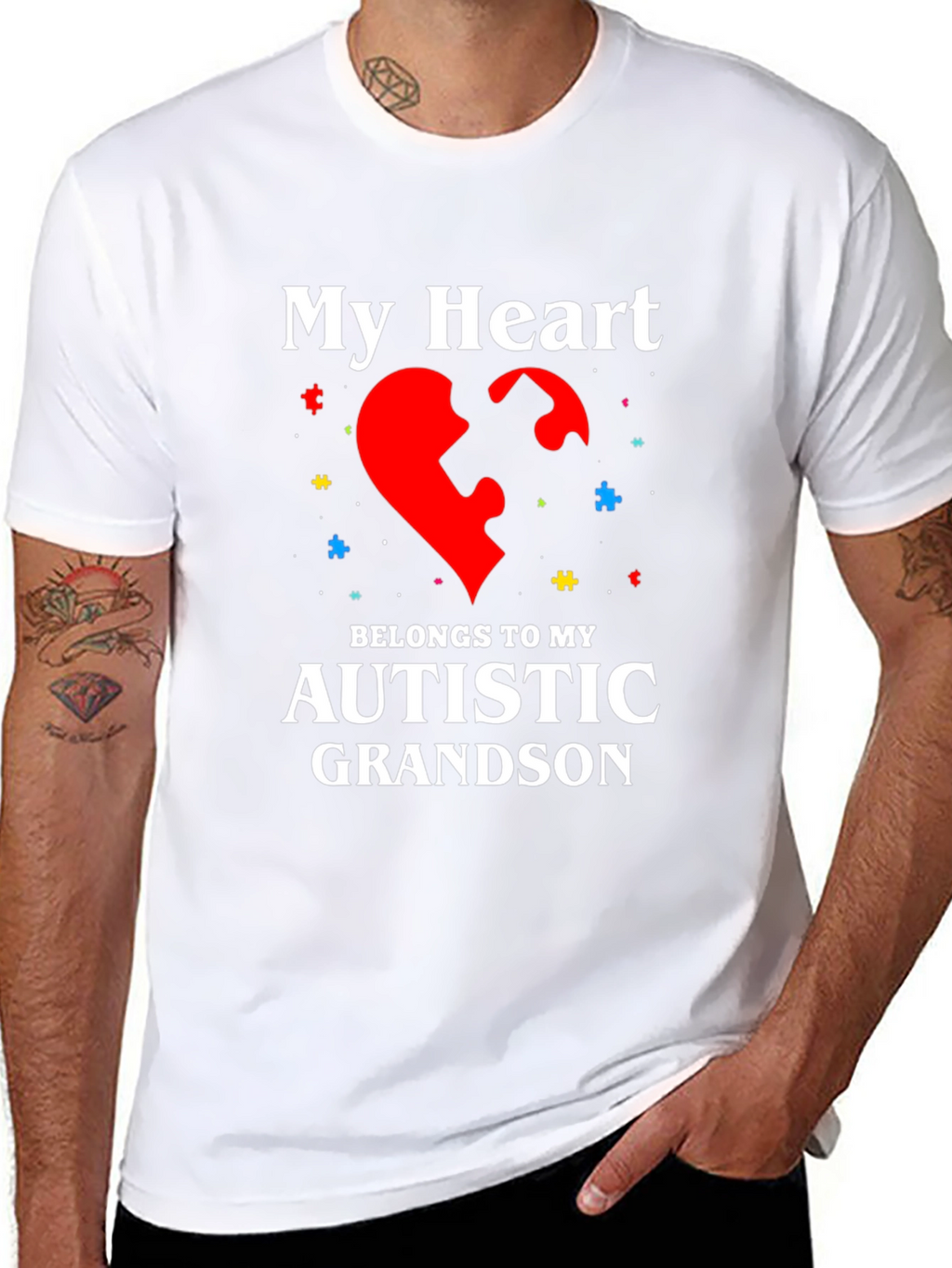 Autism Awareness Heart Grandson T-Shirt