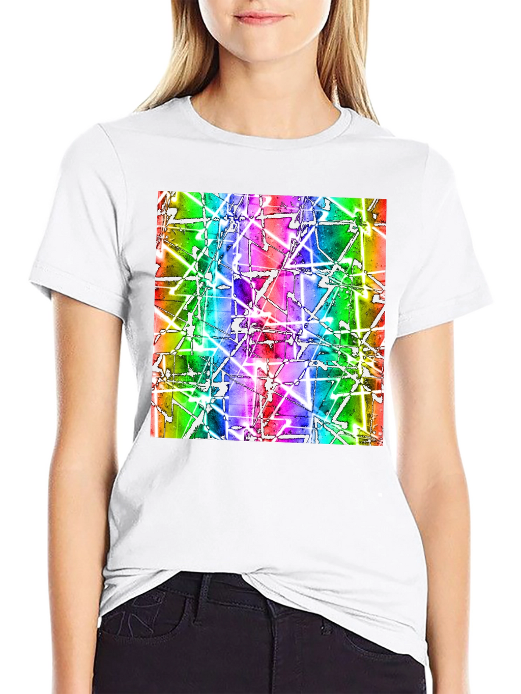 Abstract Geometric Rainbow Graphic Tee - Modern Art T-Shirt