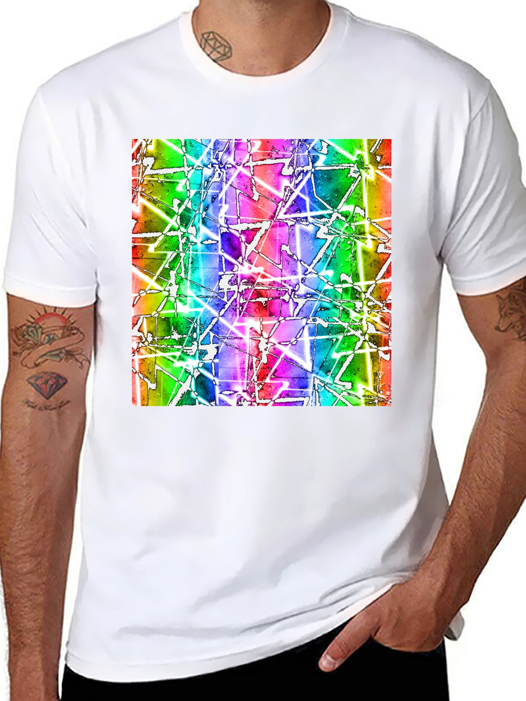 Abstract Geometric Rainbow Graphic Tee - Modern Art T-Shirt