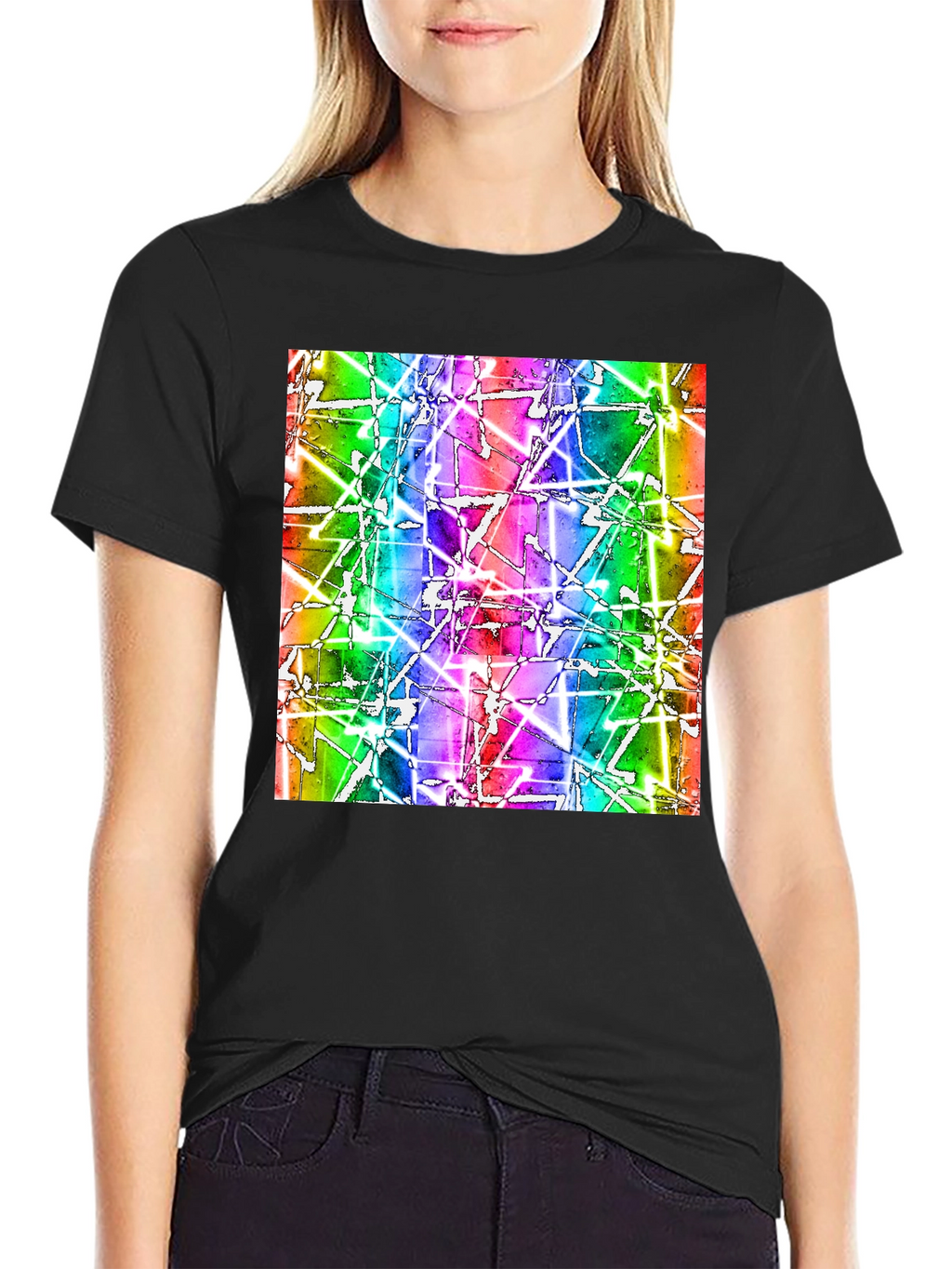 Abstract Geometric Rainbow Graphic Tee - Modern Art T-Shirt