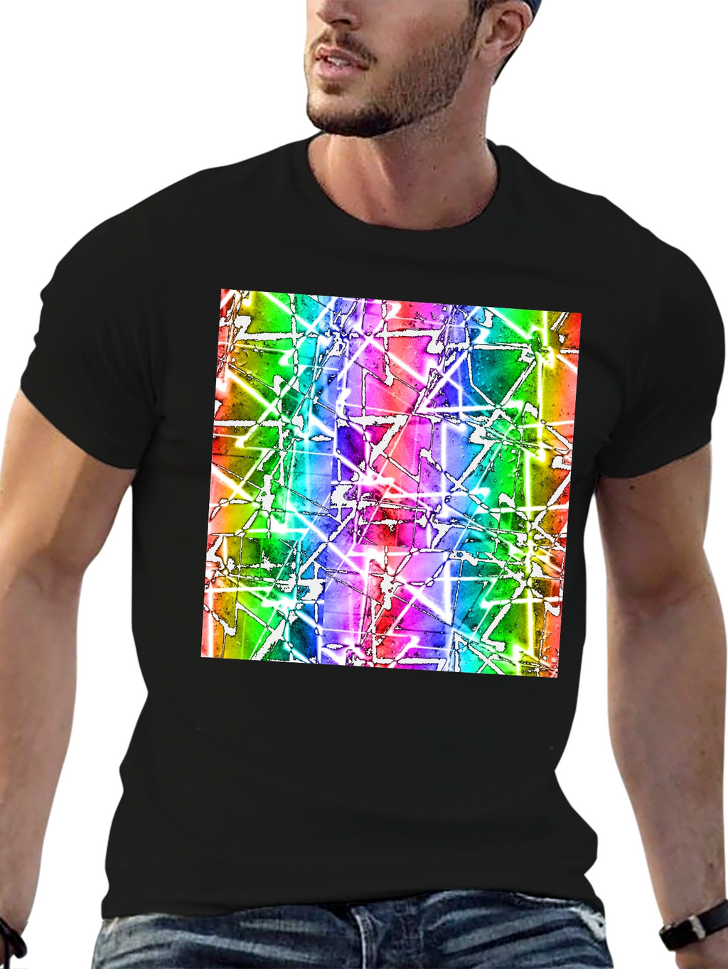 Abstract Geometric Rainbow Graphic Tee - Modern Art T-Shirt