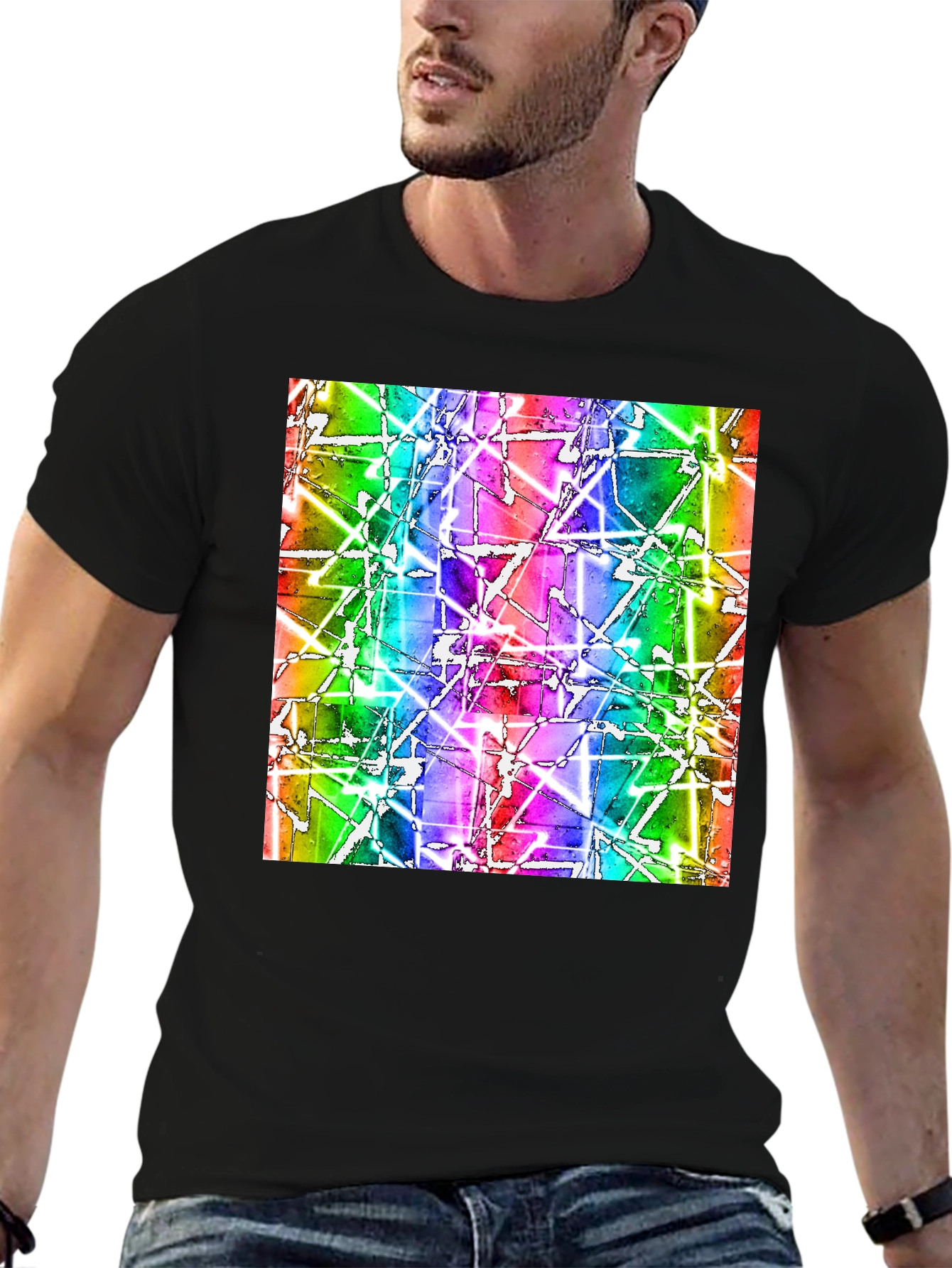 Abstract Geometric Rainbow Graphic Tee - Modern Art T-Shirt