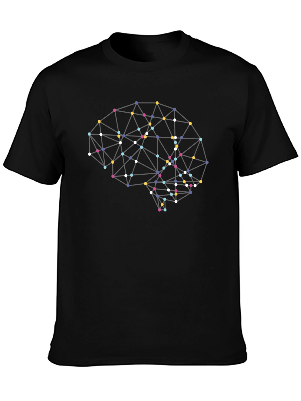 Abstract Brain Graphic T-Shirt - Black Modern Design