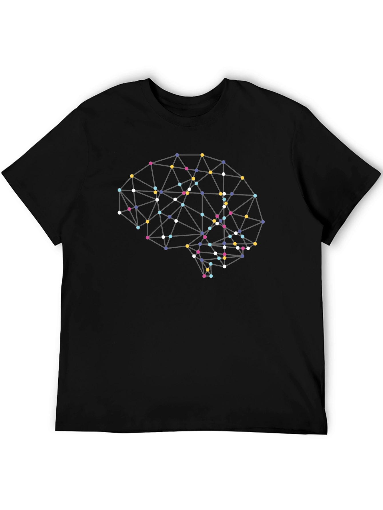 Abstract Brain Graphic T-Shirt - Black Modern Design
