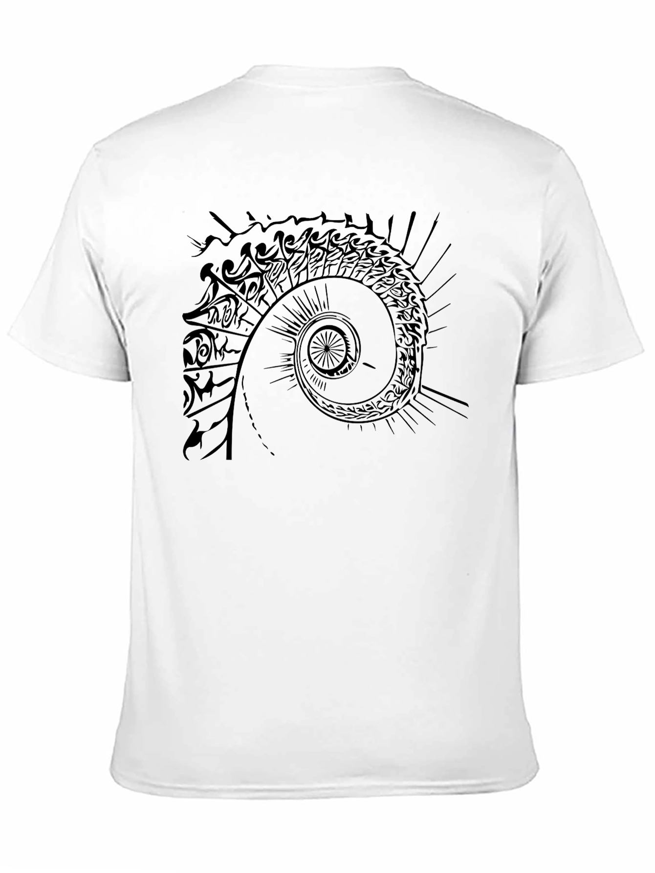 Tribal Spiral Graphic Tee - Black Casual T-Shirt