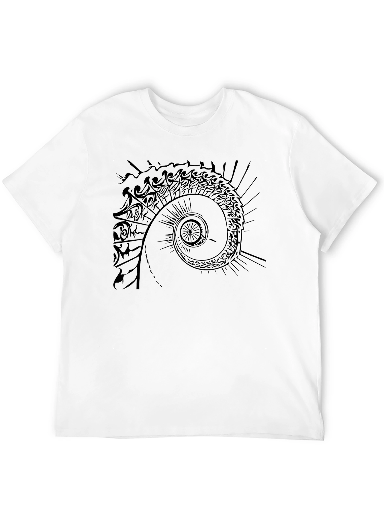 Tribal Spiral Graphic Tee - Black Casual T-Shirt