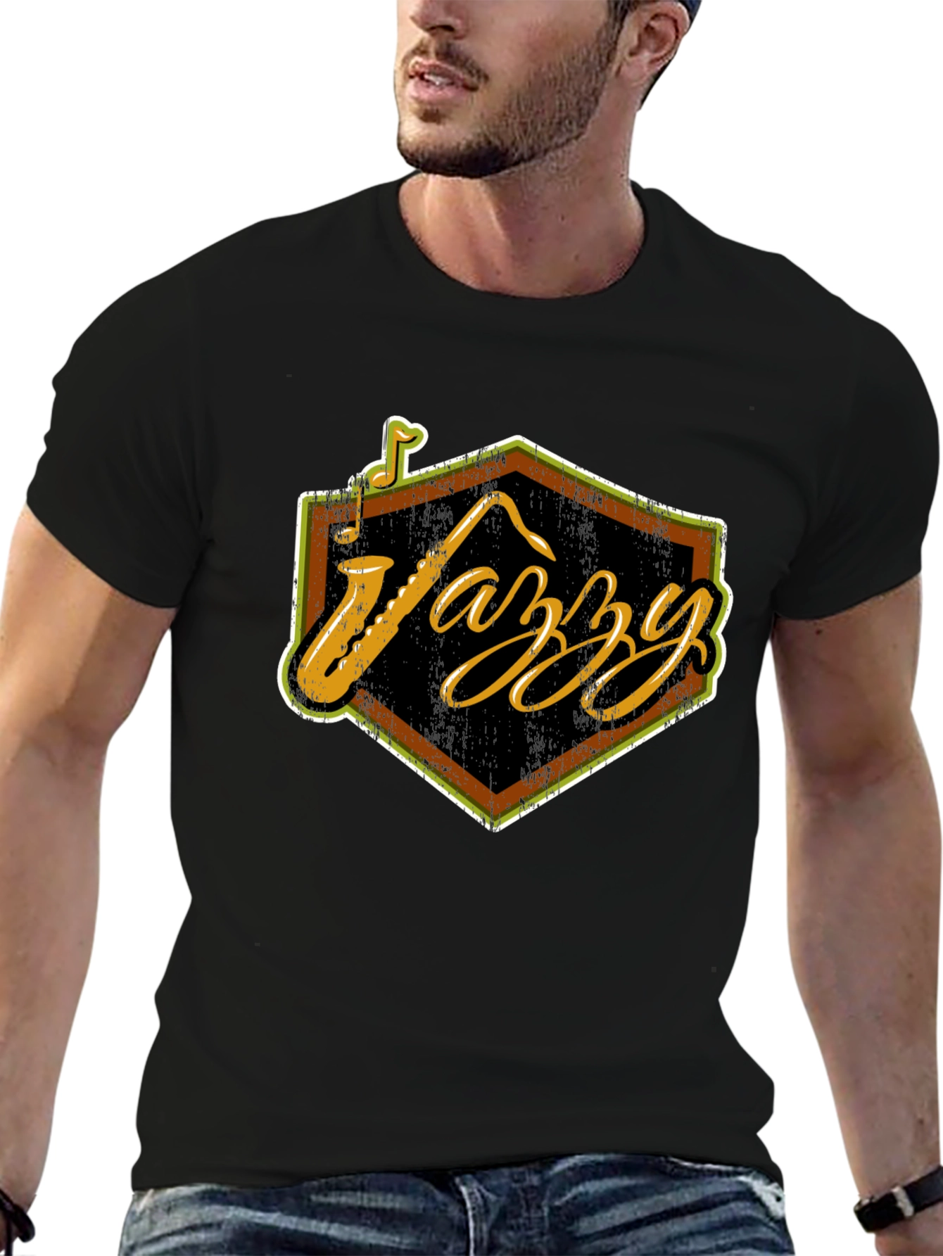 Jazzy Black T-Shirt - Cool Music Lover Tee