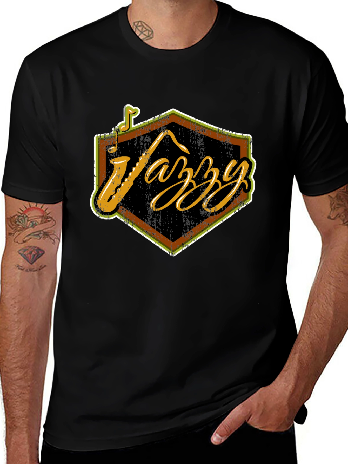 Jazzy Black T-Shirt - Cool Music Lover Tee