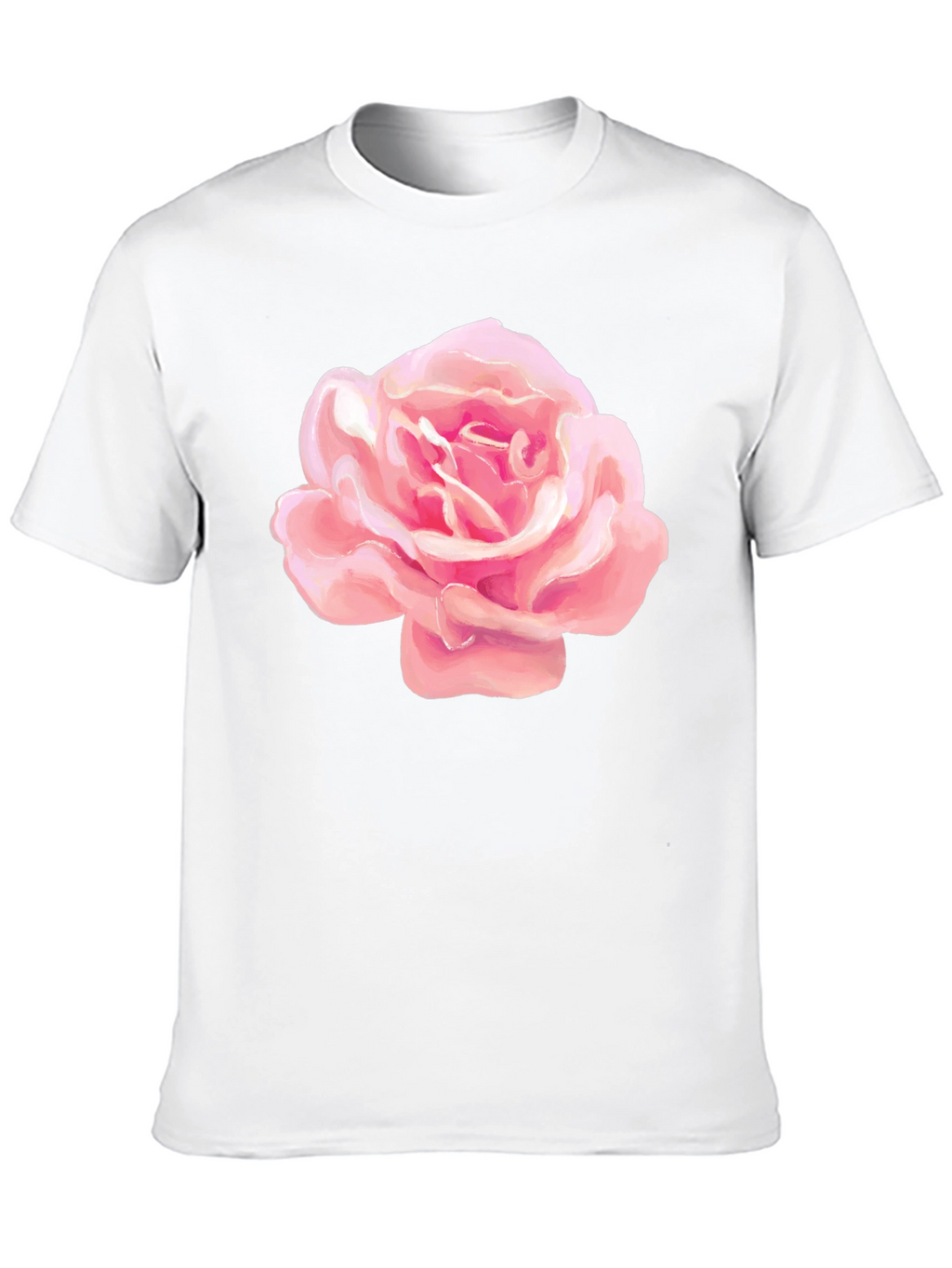 Pink Rose Graphic Black T-Shirt