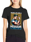 Muscles On A Mission Black Graphic Tee