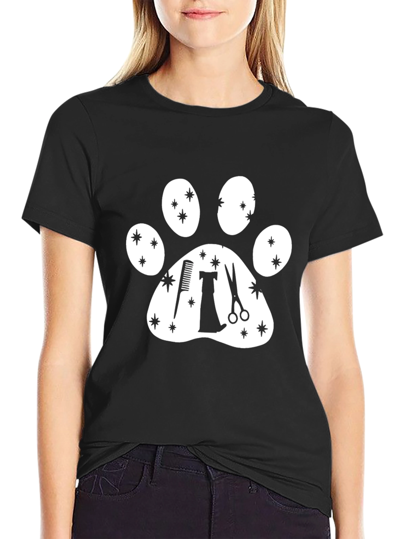 Dog Groomer Paw Print T-Shirt - Pet Stylist Tee