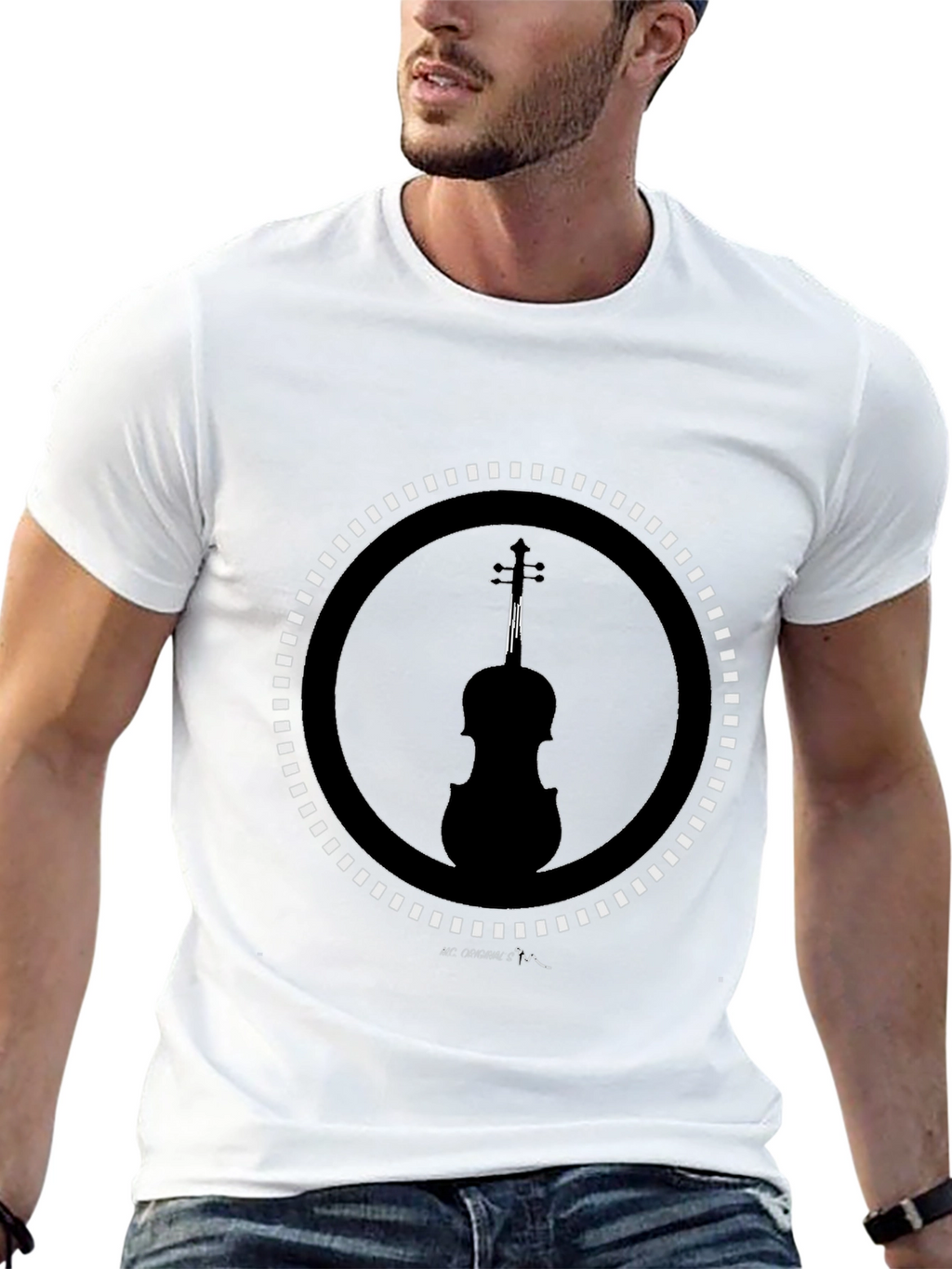 Violin Silhouette Graphic Tee - Stylish Music Lover Shirt