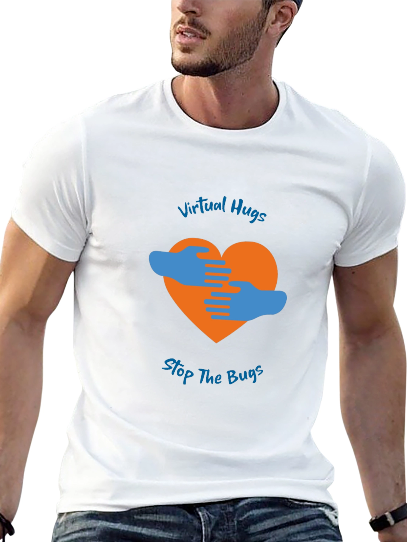 Virtual Hugs Stop The Bugs Graphic T-Shirt