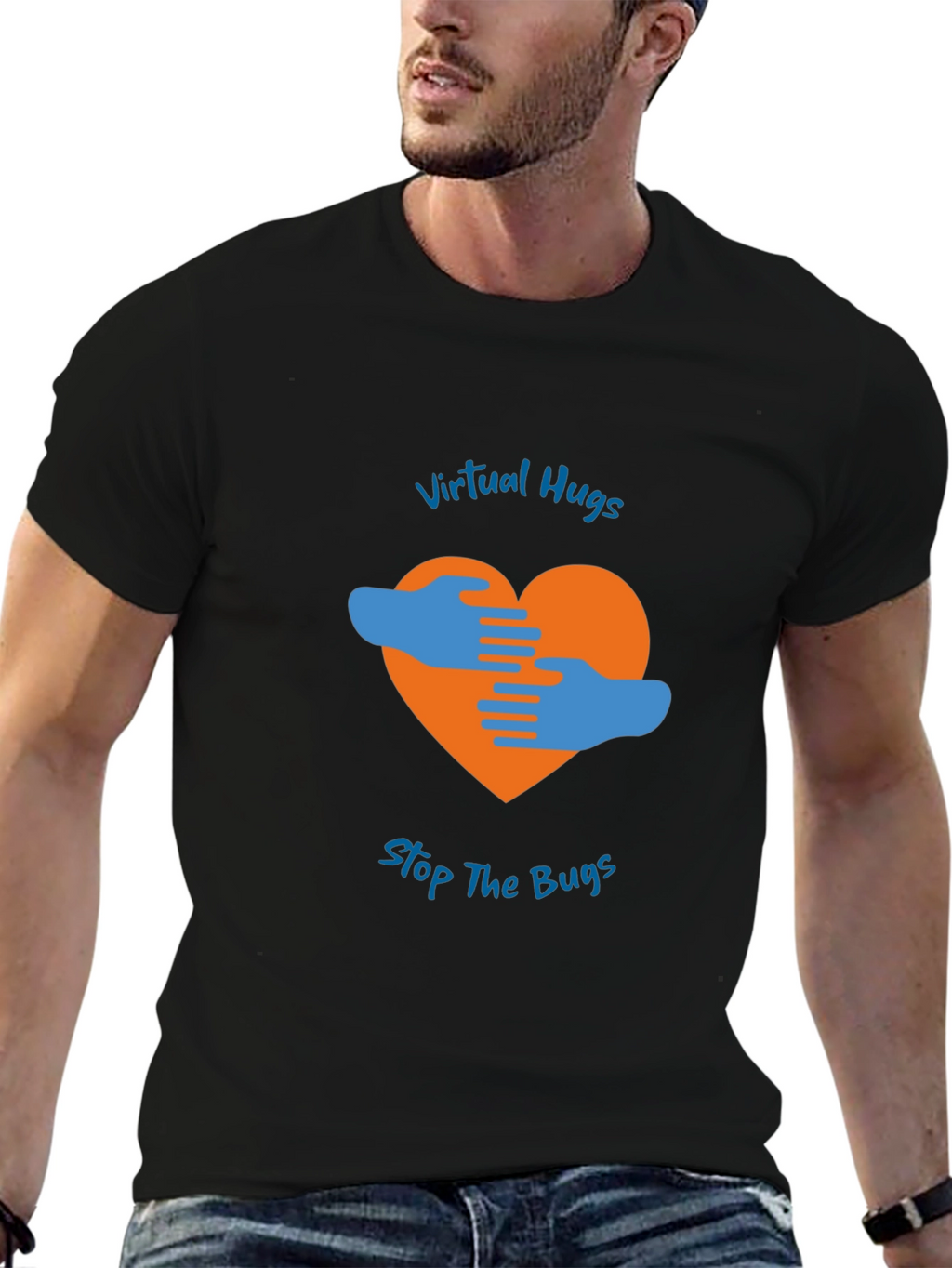 Virtual Hugs Stop The Bugs Graphic T-Shirt