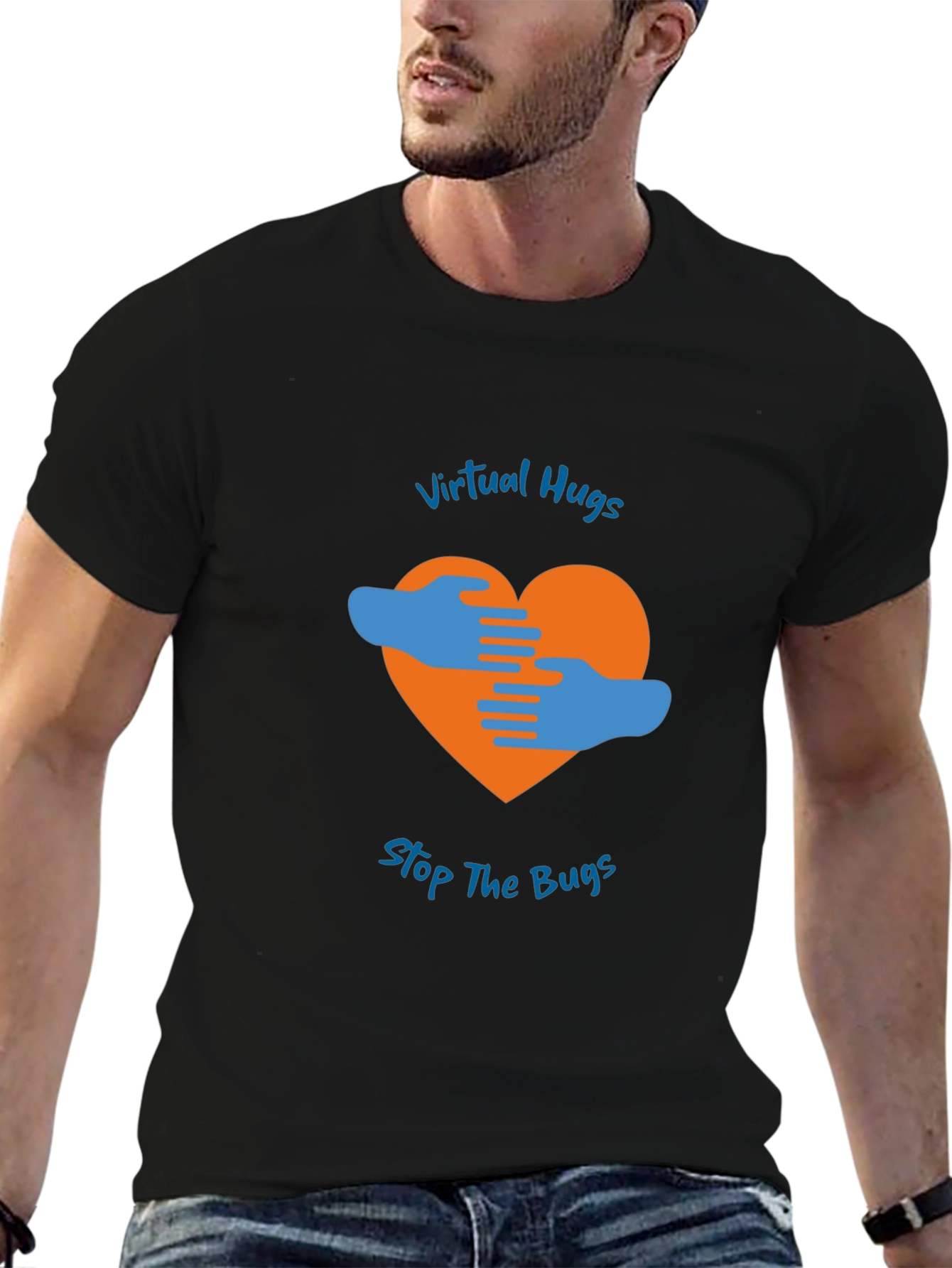 Virtual Hugs Stop The Bugs Graphic T-Shirt