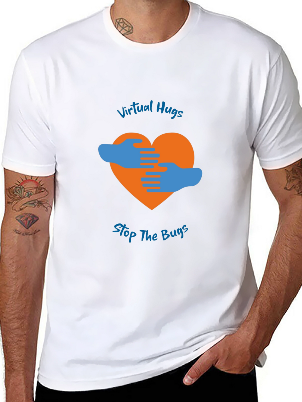 Virtual Hugs Stop The Bugs Graphic T-Shirt