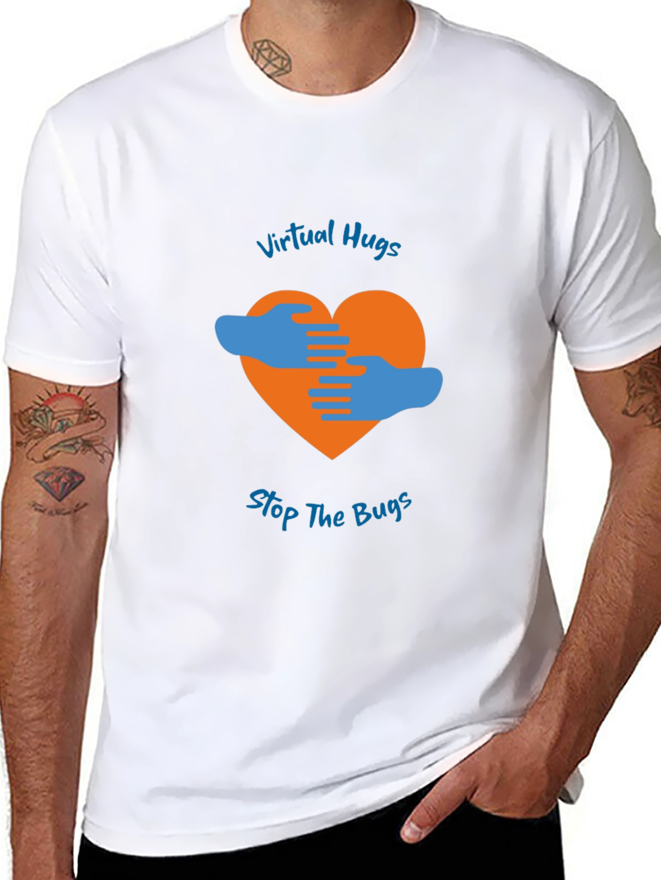 Virtual Hugs Stop The Bugs Graphic T-Shirt