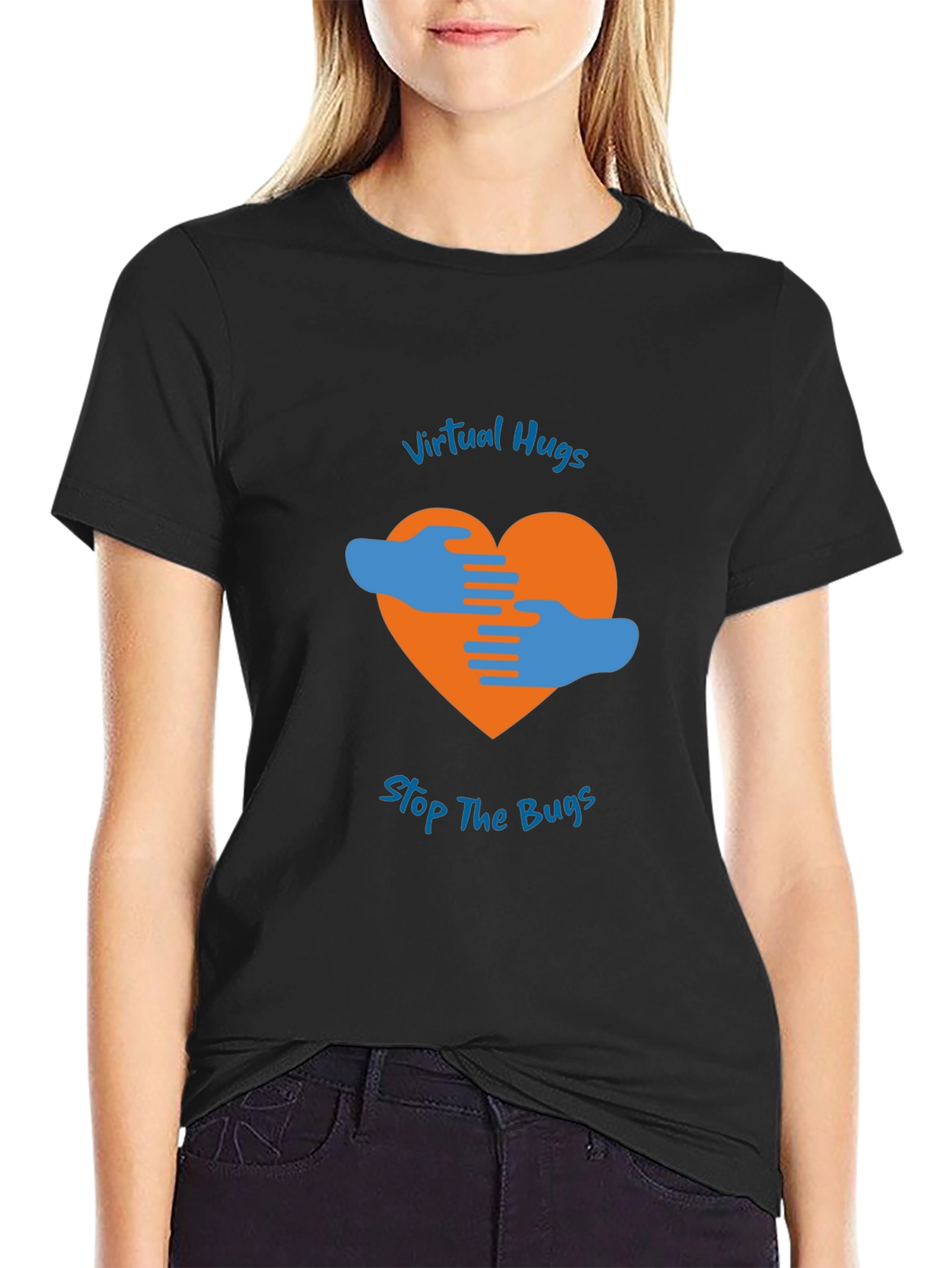 Virtual Hugs Stop The Bugs Graphic T-Shirt