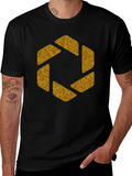 Geometric Gold Aperture Graphic Tee - Black