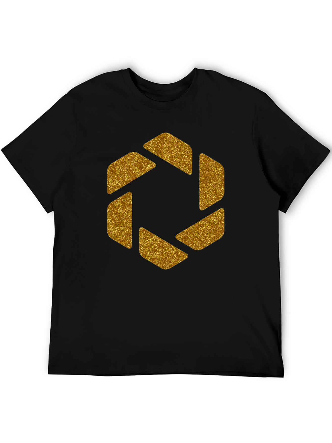 Geometric Gold Aperture Graphic Tee - Black
