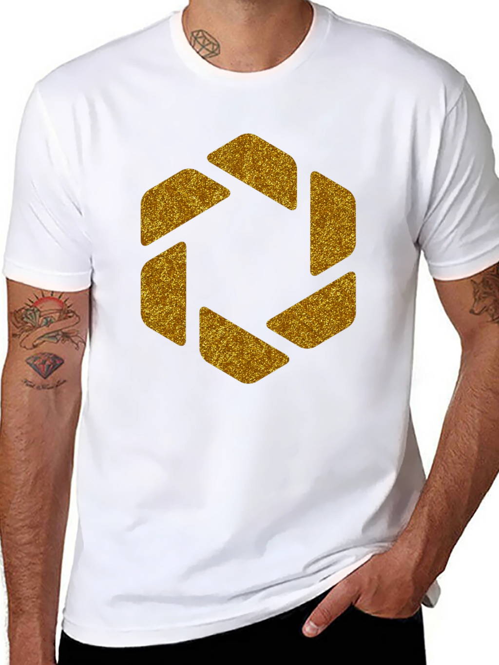 Geometric Gold Aperture Graphic Tee - Black