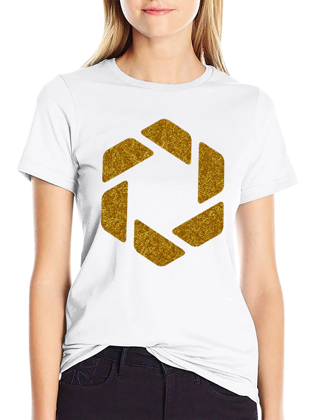 Geometric Gold Aperture Graphic Tee - Black