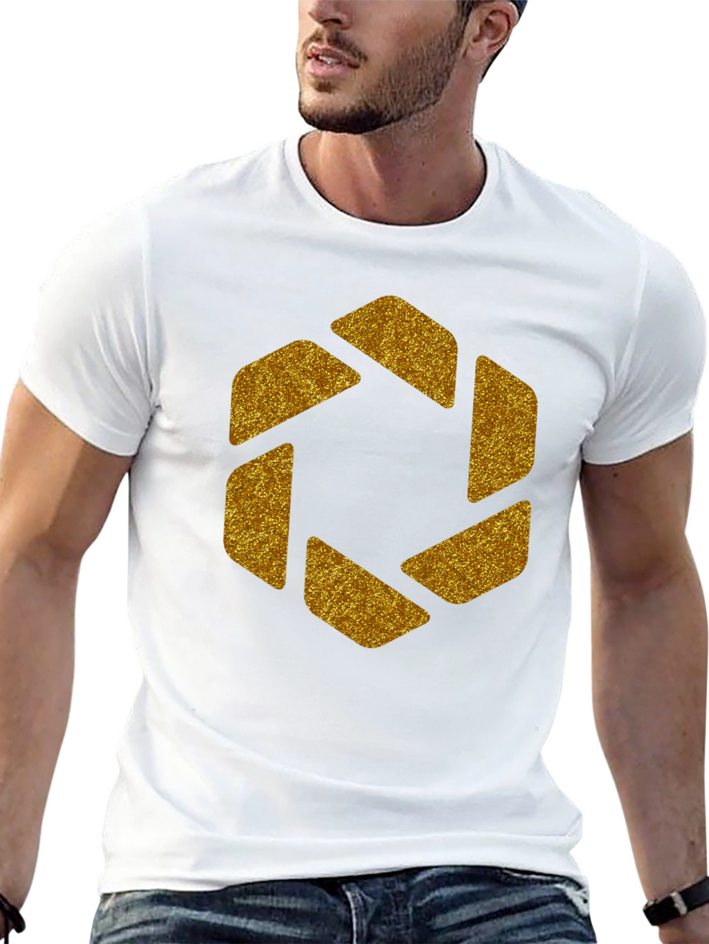Geometric Gold Aperture Graphic Tee - Black