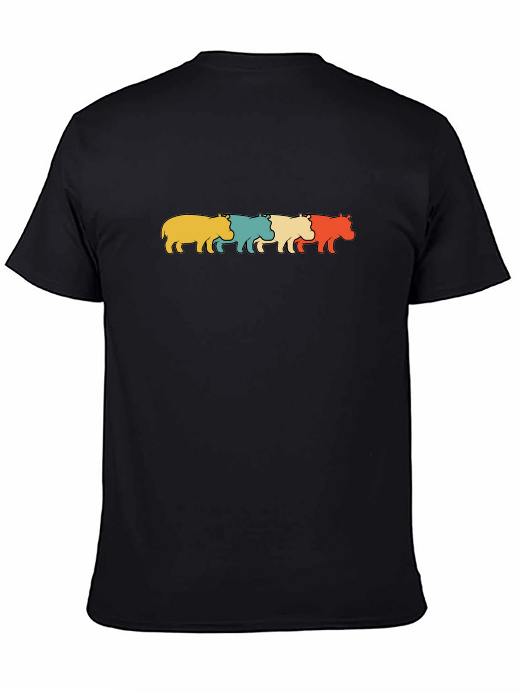 Retro Hippos Graphic Black T-Shirt