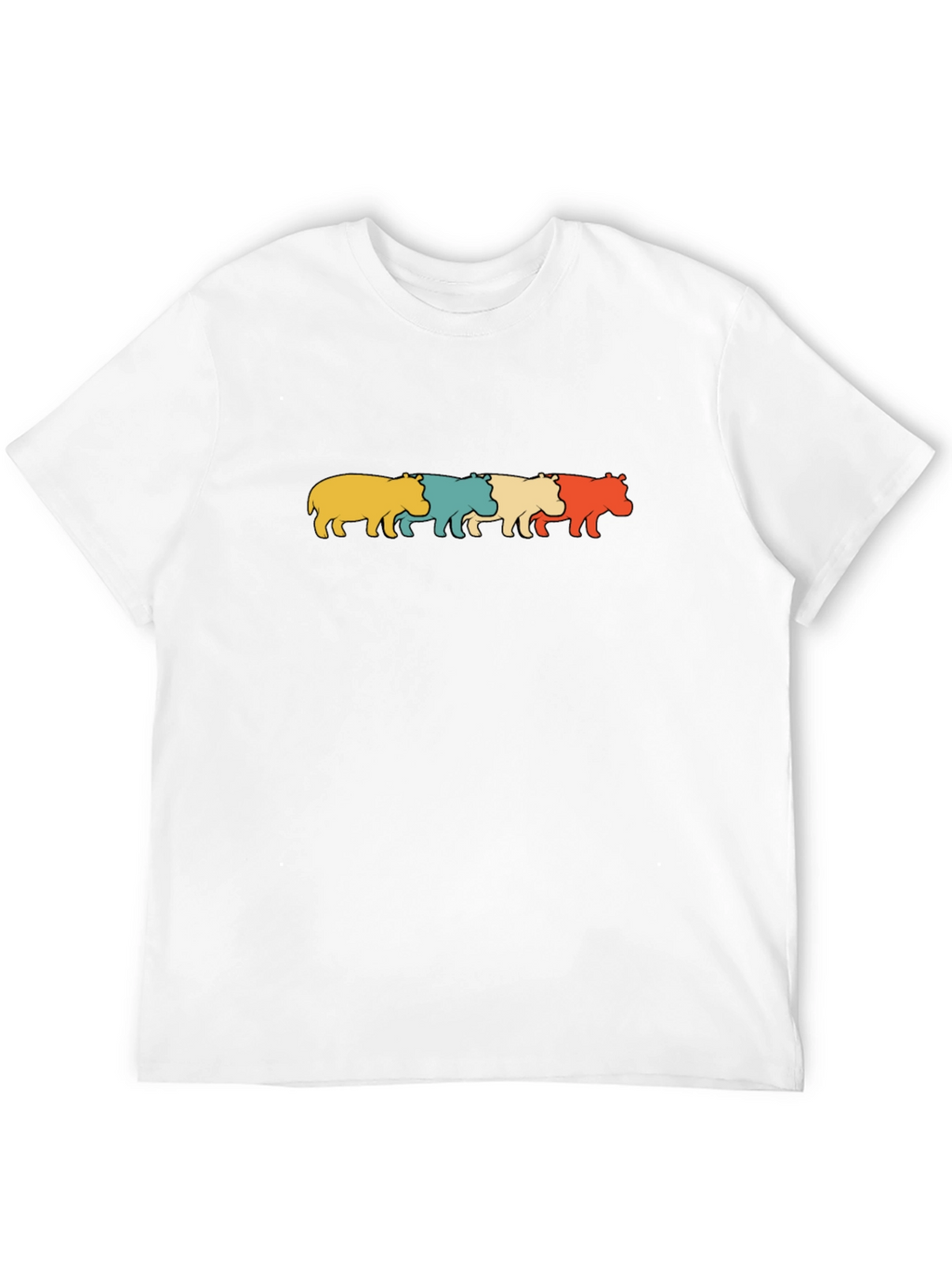 Retro Hippos Graphic Black T-Shirt
