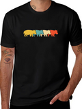 Retro Hippos Graphic Black T-Shirt