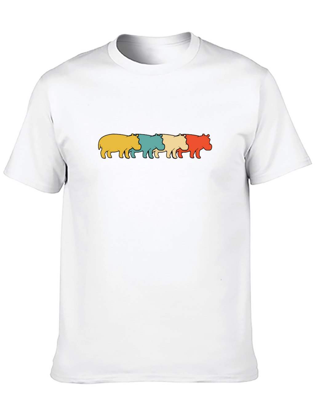 Retro Hippos Graphic Black T-Shirt