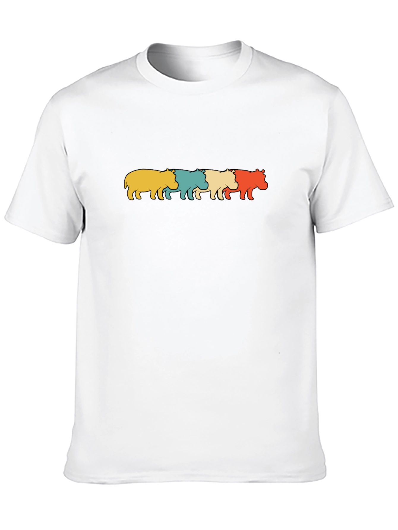Retro Hippos Graphic Black T-Shirt