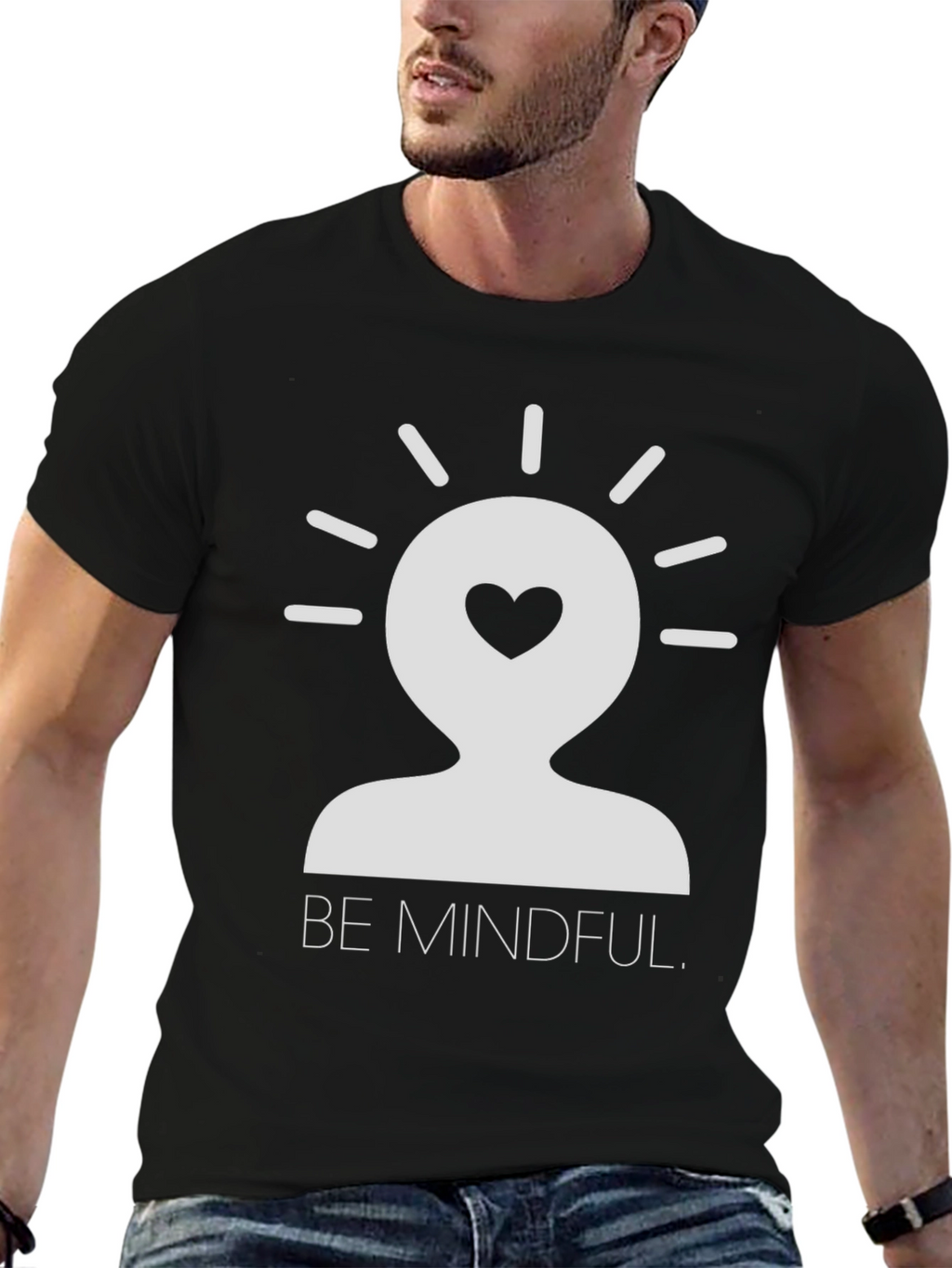 Mindful Heart Graphic Tee - Unisex Black T-Shirt