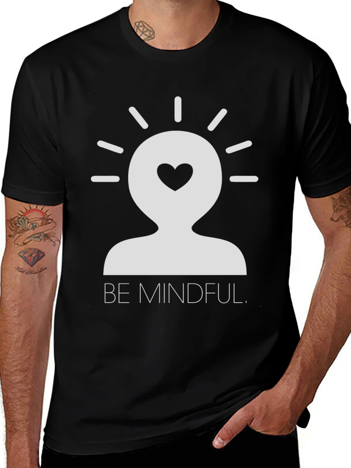 Mindful Heart Graphic Tee - Unisex Black T-Shirt