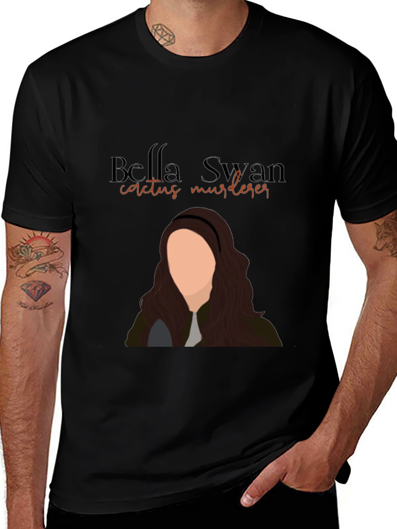 Bella Swan Cactus Murderer Black T-Shirt