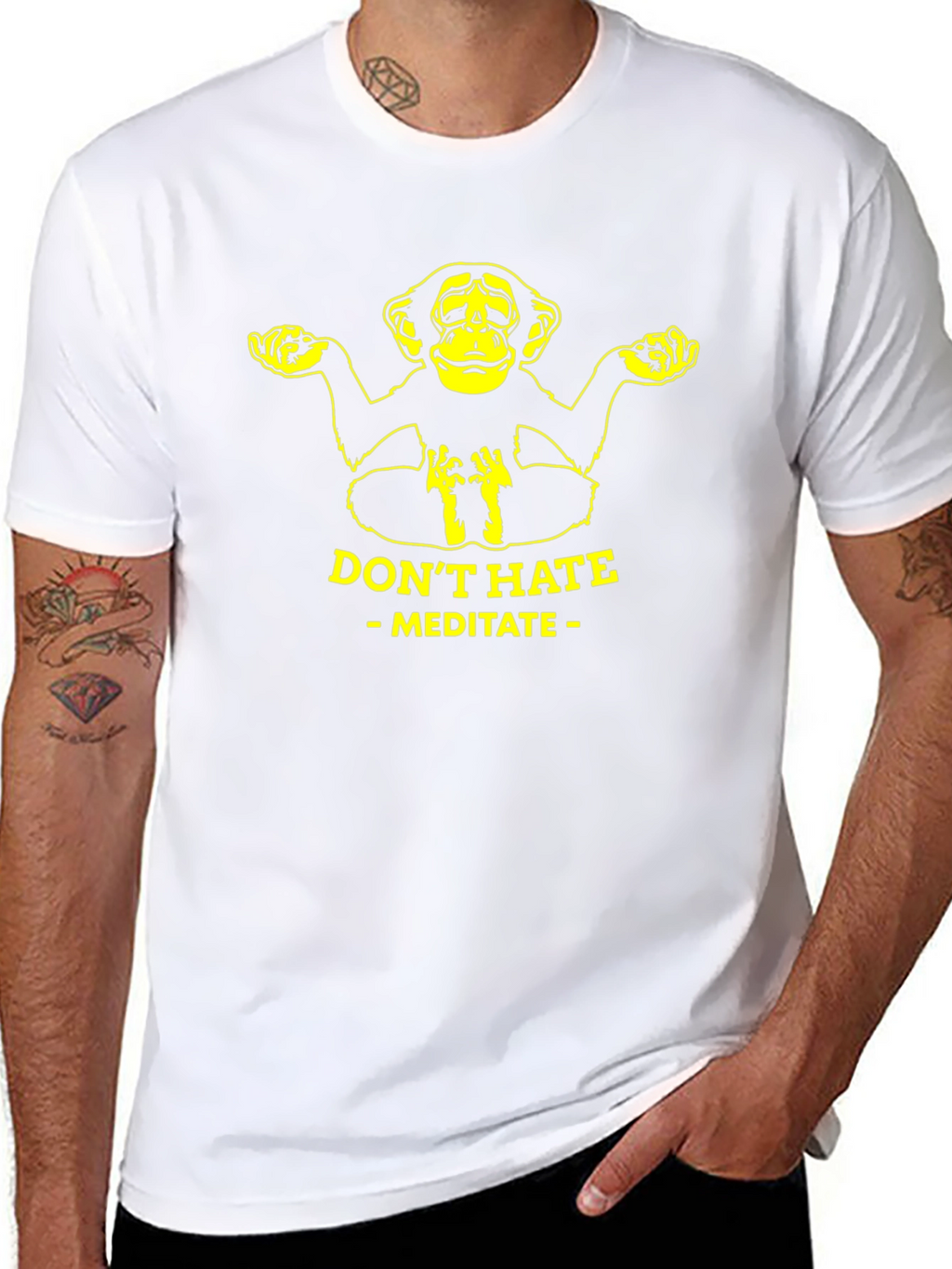 Meditate Monkey Black T-Shirt