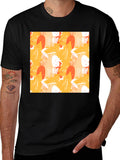 Abstract Fruit Pattern Black T-Shirt