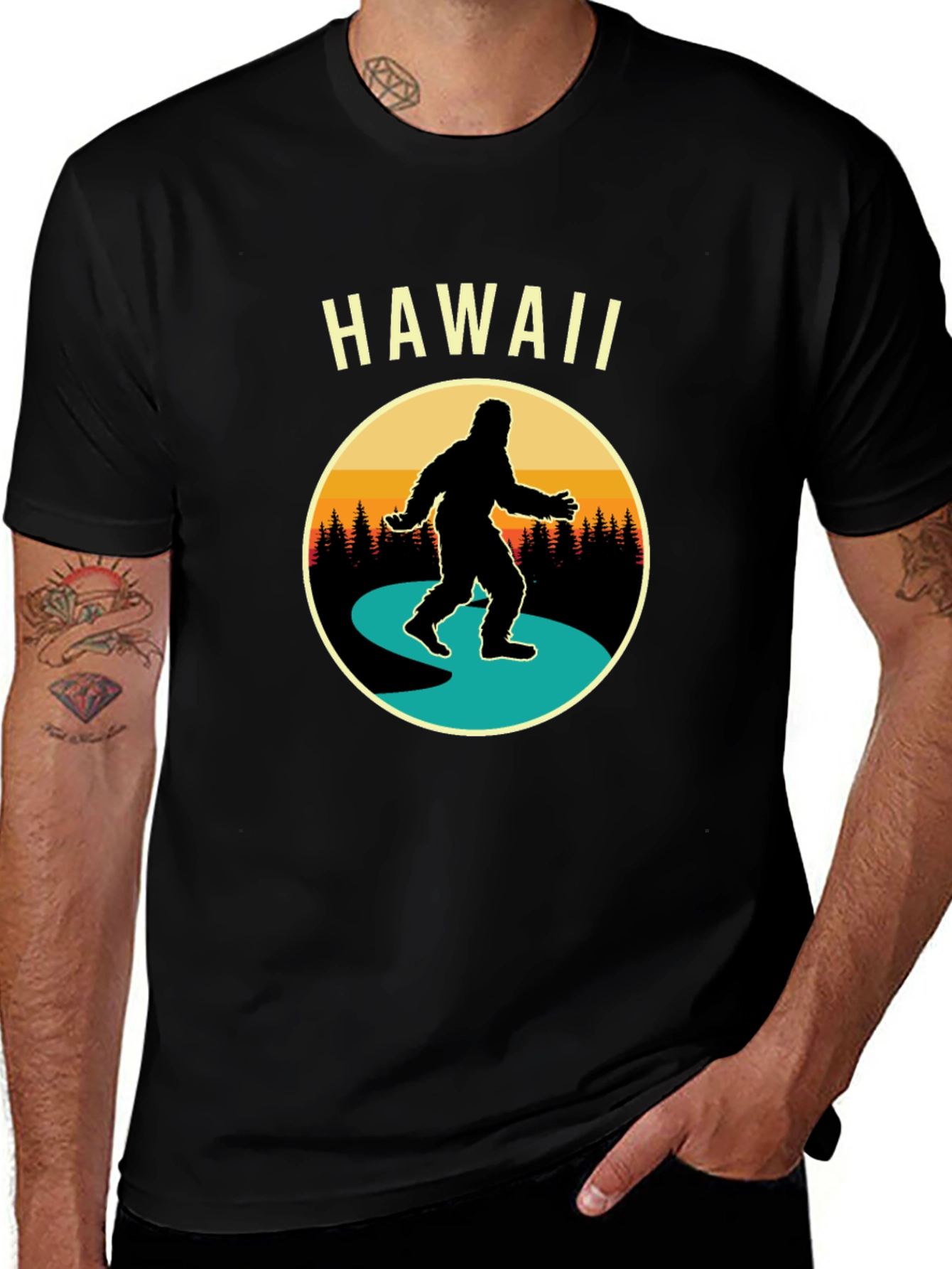 Hawaii Bigfoot T-Shirt Novelty Tee