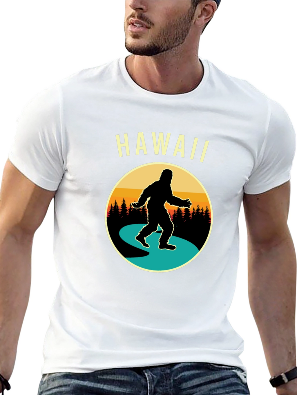 Hawaii Bigfoot T-Shirt Novelty Tee