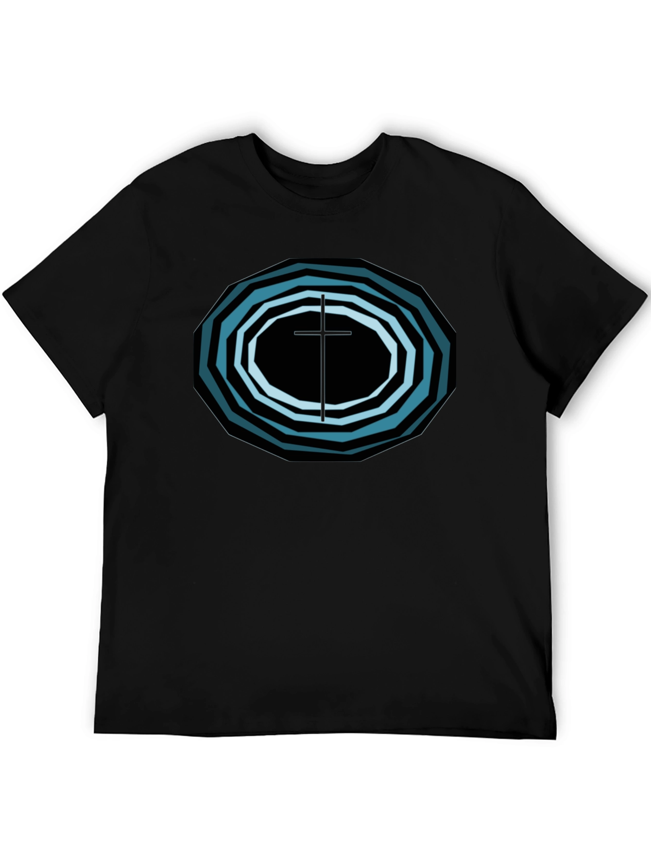Geometric Cross Graphic Tee - Black