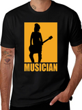 Musician Silhouette Graphic T-Shirt - Black