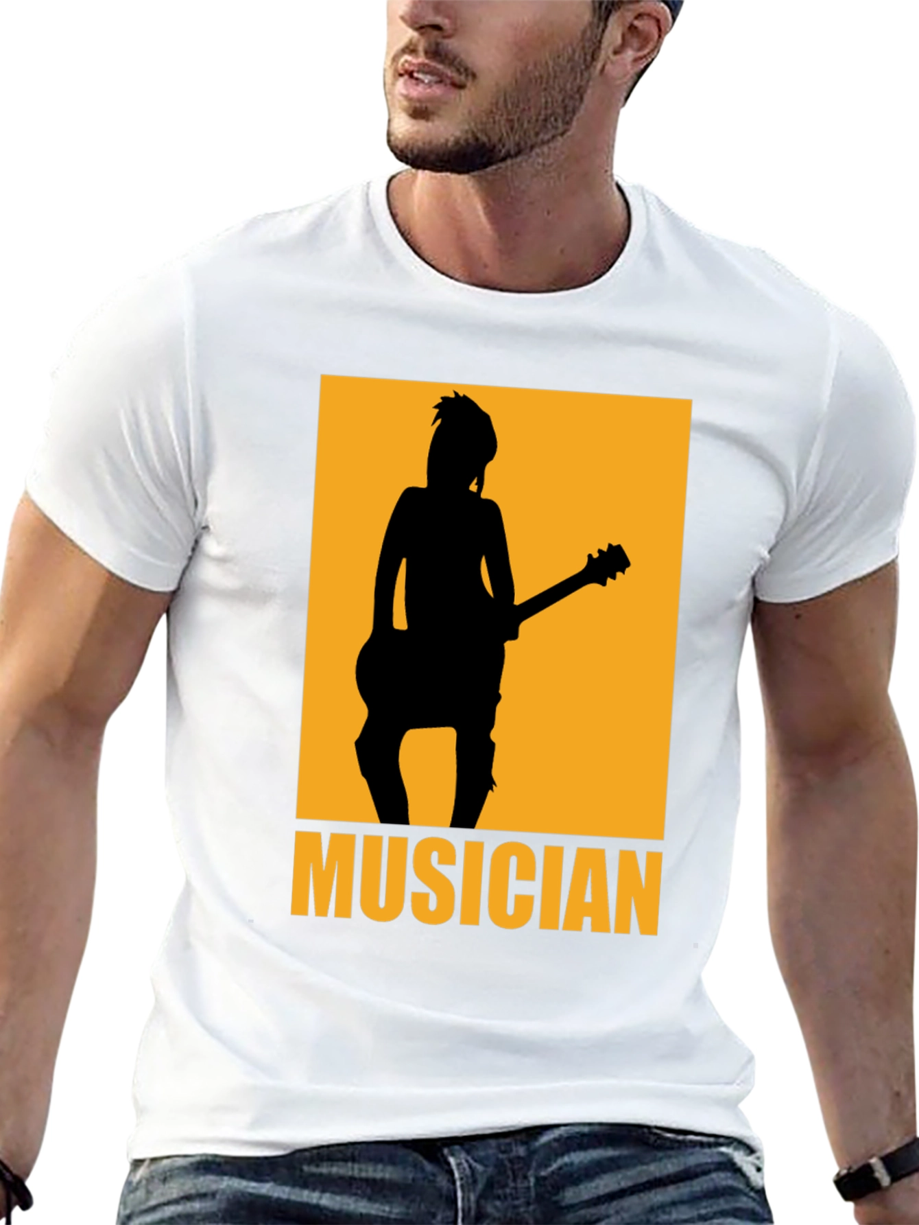 Musician Silhouette Graphic T-Shirt - Black