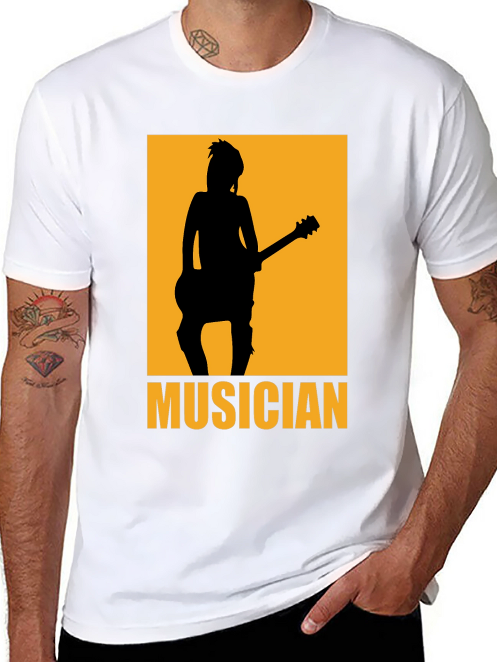 Musician Silhouette Graphic T-Shirt - Black