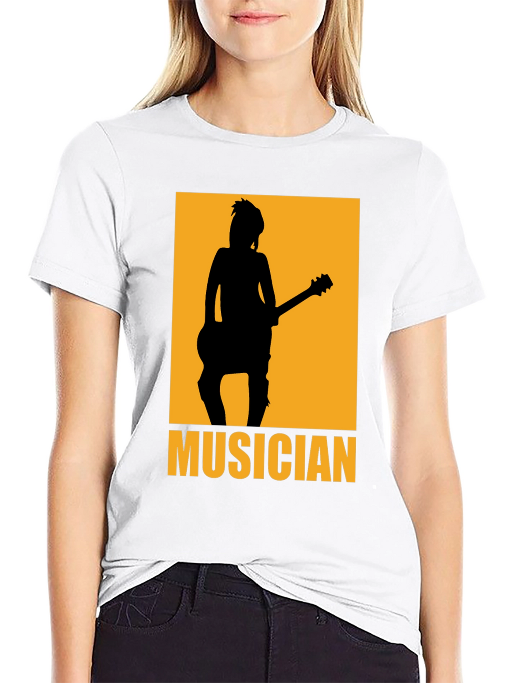 Musician Silhouette Graphic T-Shirt - Black