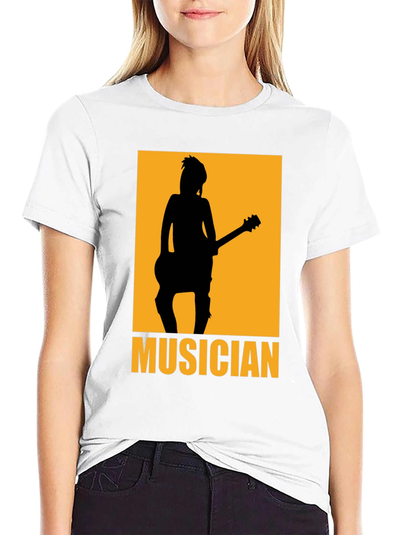Musician Silhouette Graphic T-Shirt - Black