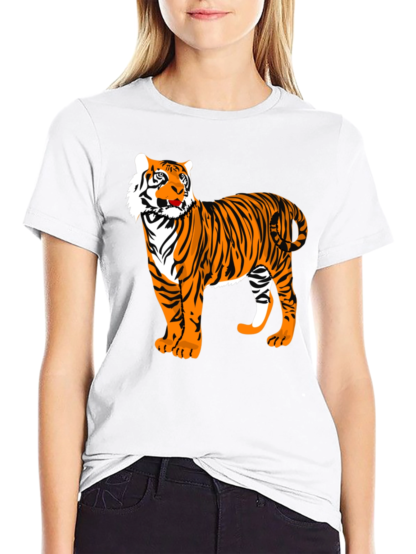 Cool Tiger Graphic Tee - Black Cotton Blend