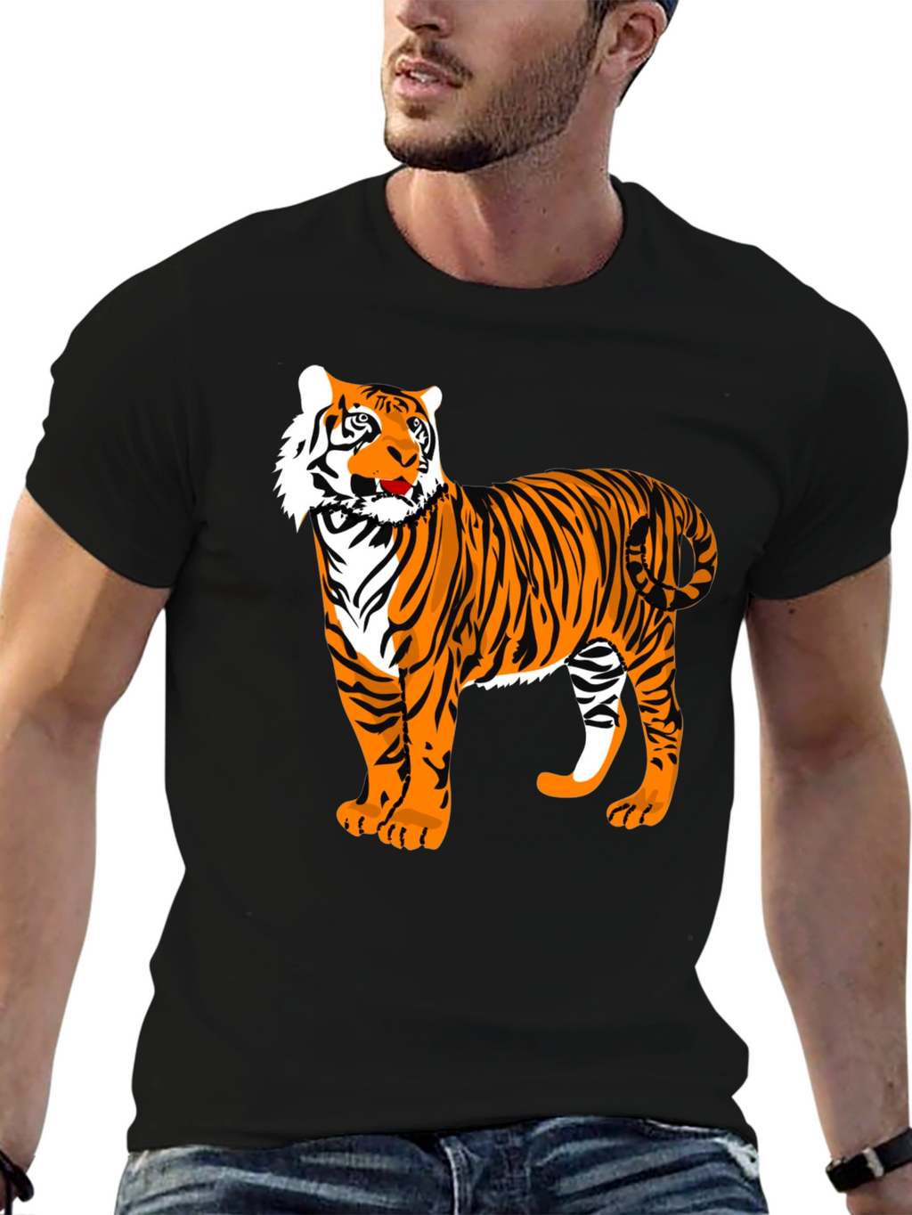 Cool Tiger Graphic Tee - Black Cotton Blend